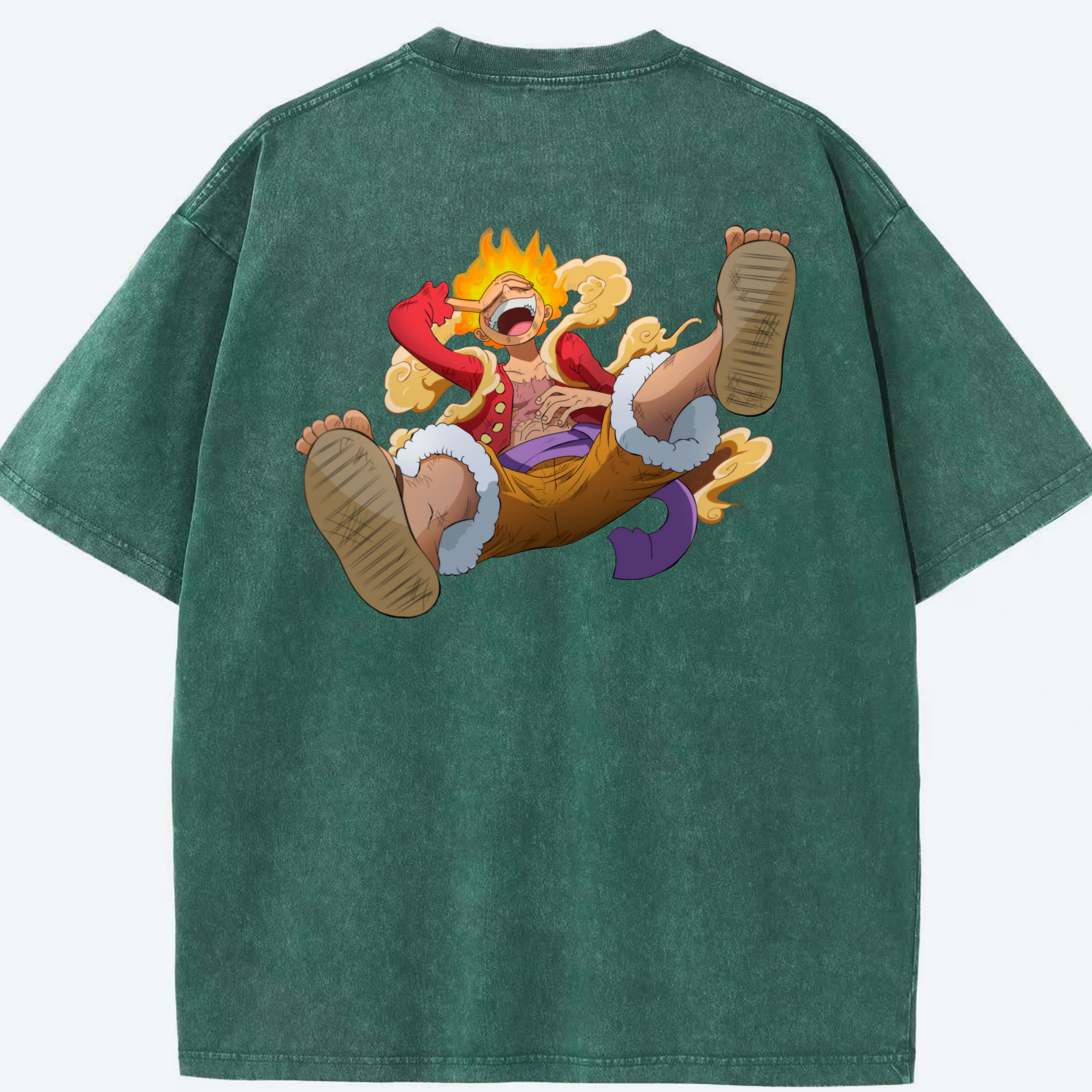 ワンピース モンキー・D・ルフィ ONE PIECE Monkey D. Luffy 綿100% ヴィンテージ風 半袖Tシャツ（背面プリント）